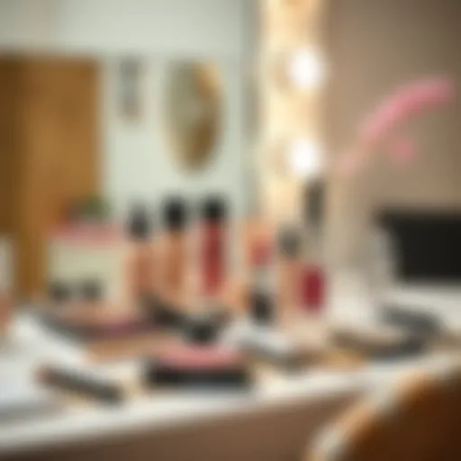 Minimalist makeup essentials on a vanity