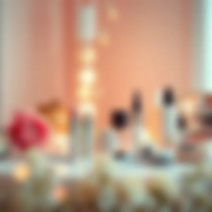 A serene setting with light makeup products