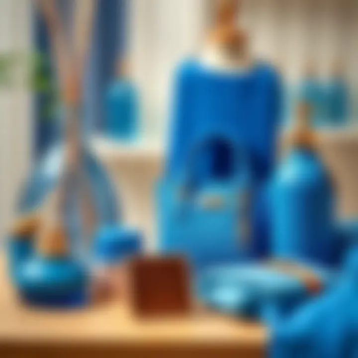 Fashion accessories in cobalt blue with contrasting shades