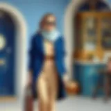 A stylish outfit featuring cobalt blue paired with neutral tones