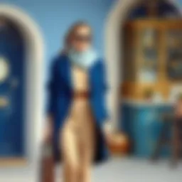 A stylish outfit featuring cobalt blue paired with neutral tones