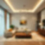 Elegant living room with modern lighting features