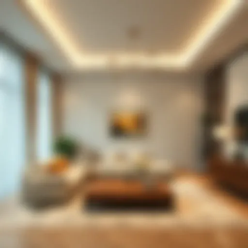 Elegant living room with modern lighting features