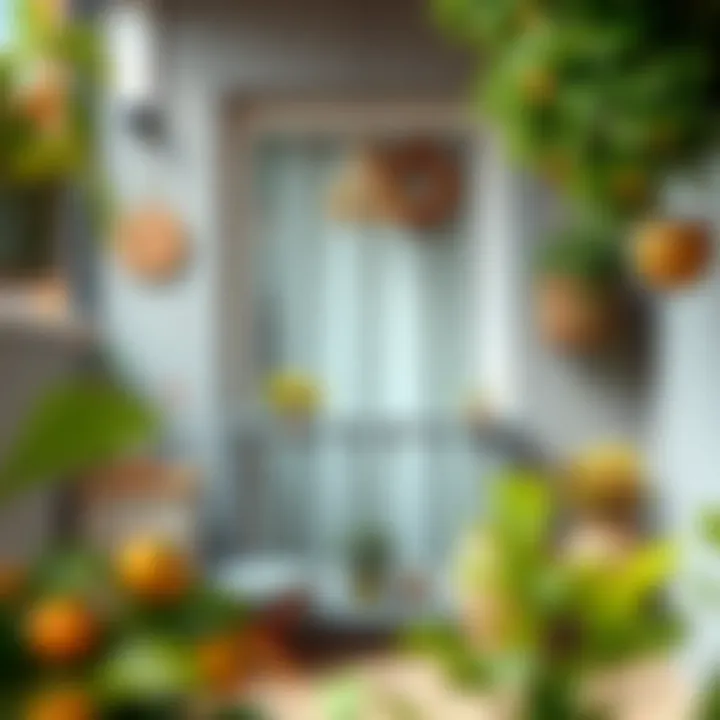 Charming small balcony featuring an artistic design with unique materials