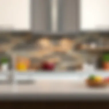 Stylish backsplash with a blend of materials in a contemporary kitchen