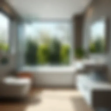 Modern Bathroom with Water-Stain Resistant Glass A modern bathroom featuring water-stain resistant glass