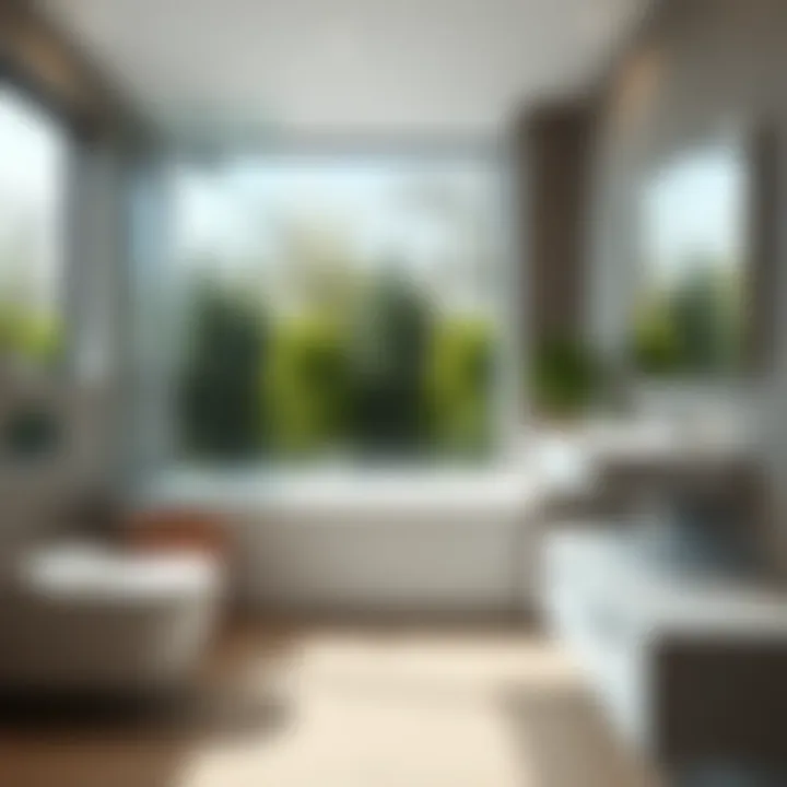 Modern Bathroom with Water-Stain Resistant Glass A modern bathroom featuring water-stain resistant glass