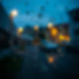 Close-up of water-repellent glass surface reflecting light