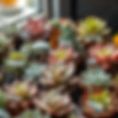 Different succulent species with labels for identification