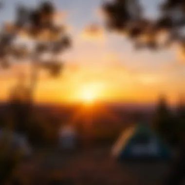 A breathtaking sunset over a peaceful camping area