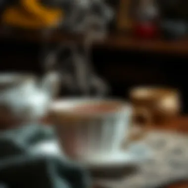 Close-up of a teacup with steam rising