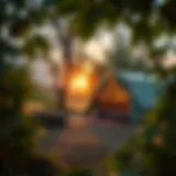 Serene camping scene amidst lush greenery