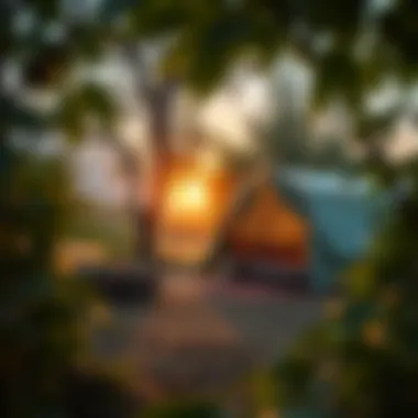 Serene camping scene amidst lush greenery