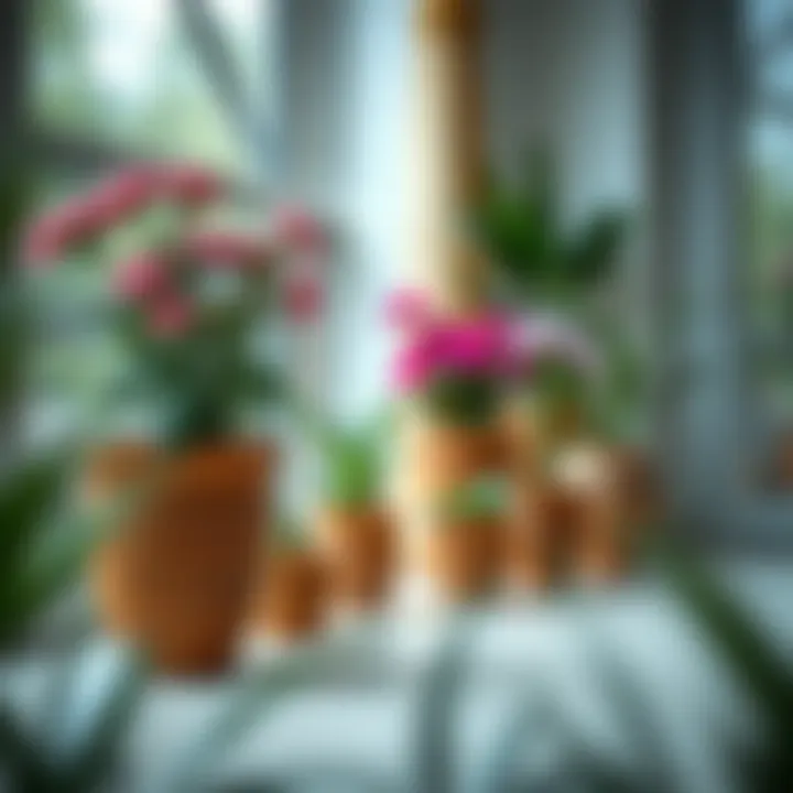 A beautifully arranged indoor space featuring Tesbih flower pots