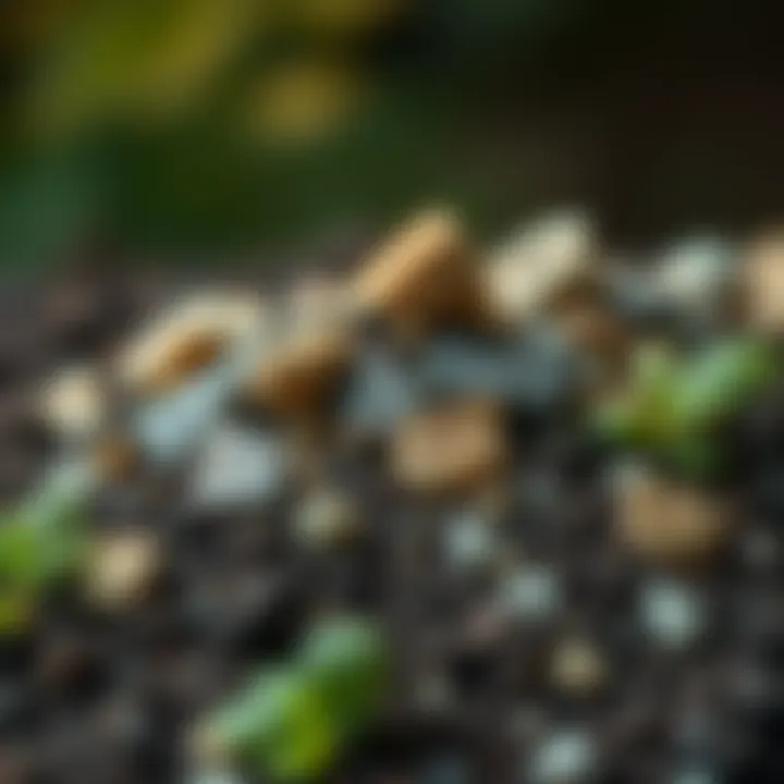 Diverse soil composition illustrating minerals and organic materials.