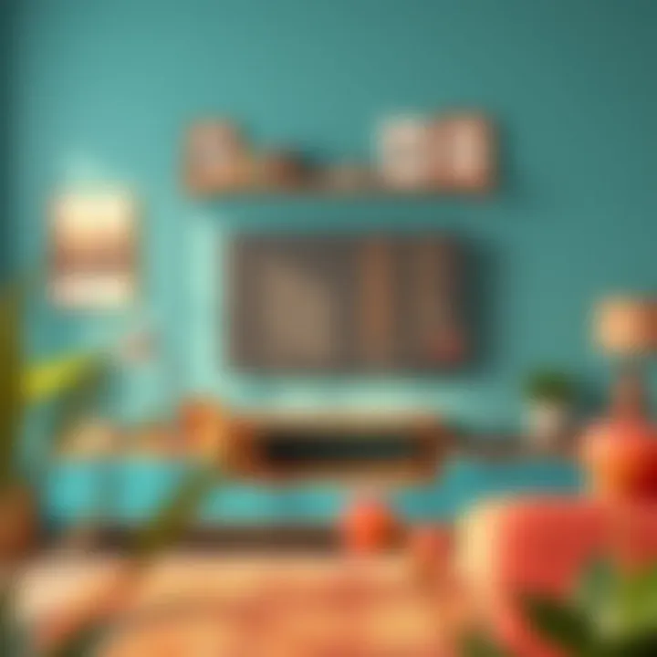 Vibrant Color Scheme Around TV Unit Vibrant color scheme and design elements around a TV unit