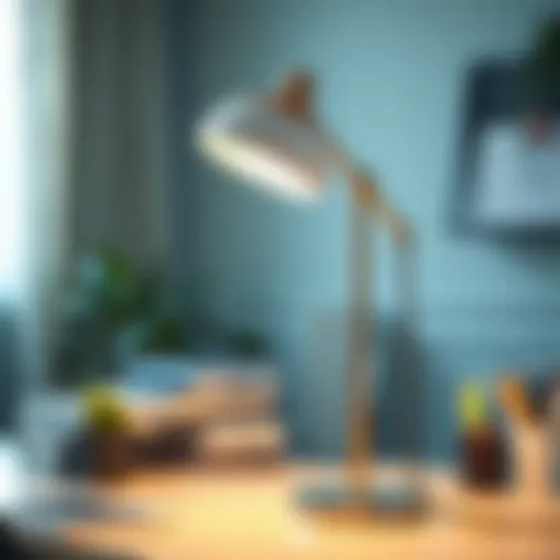 Elegant desk lamp illuminating a workspace