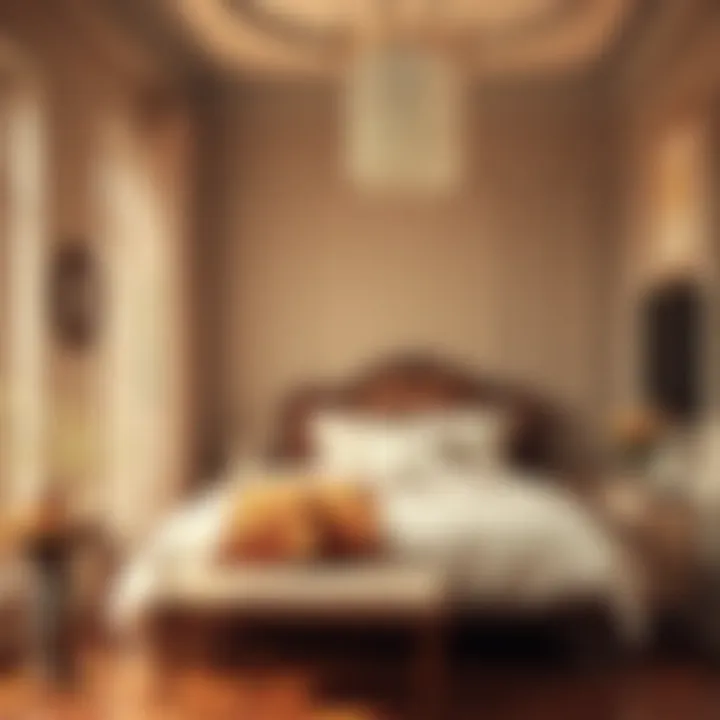Warm Elegance in Bedroom Atmosphere Elegant bedroom with a warm, inviting palette