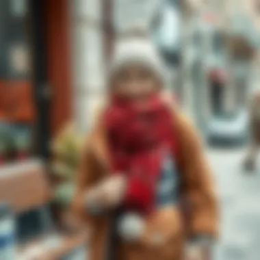 Winter accessories complementing a summer dress