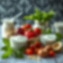 Selection of fresh ingredients for yogurt making